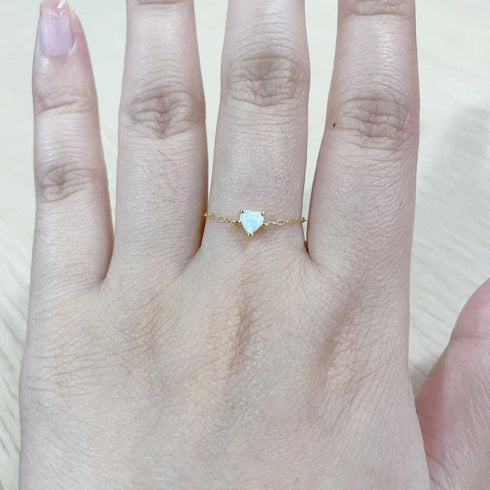 Love Heart Link Chain Ring for Women Girls 925 Sterling Silver Gold Plated Pink Green Diamond CZ Crystal Heart Finger Band Promise Engagement Ring...