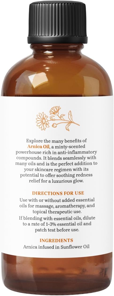Arnica Oil by Essential Delights| Premium Grade Carrier Oil | for Aromatherapy, Soaps, Lotions, & Candles | Vegan & Cruelty Free (4 Fl Oz, Arnica)...