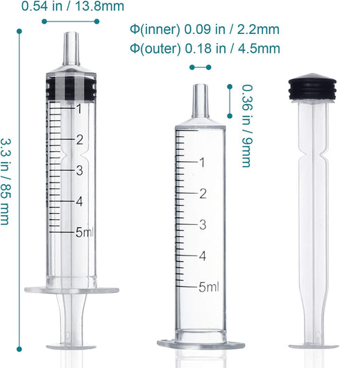 12 Pack - 5ml Plastic Syringes Separate Sterile Packaging Small Syringe Without Needle for Plant Hydroponic Liquid Measurement Pets Feeding Tools ...