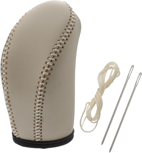 X AUTOHAUX Car Faux Leather Gear Shift Knob Cover Automatic Transmission Boots Shift Lever Sheath for Nissan Pathfinder 2013-2020 Beige...