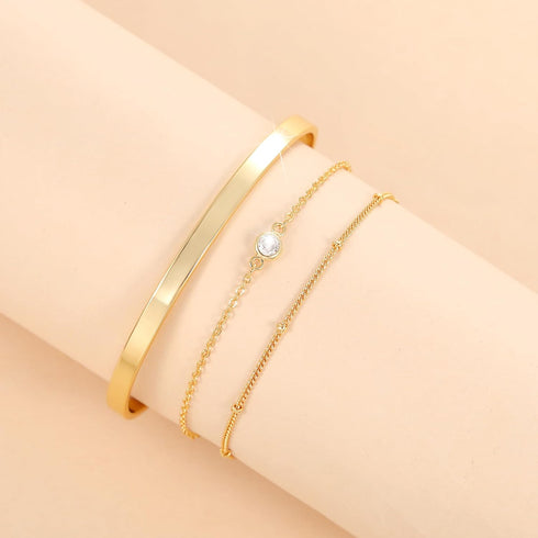 Moodear Dainty 14K Gold Stack Bracelet for Women - Trendy Bangle Cuff Figaro Satellite CZ Link Chain Bracelets Adjustable Waterproof...