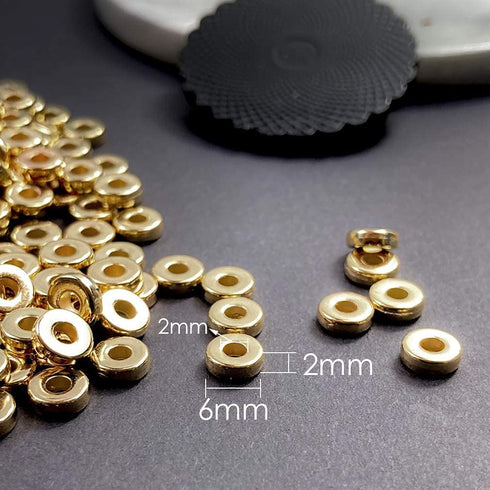 1200 Pieces 6mm Gold Disc Rondelle Spacer Beads for Bracelet Necklace DIY Crafts...