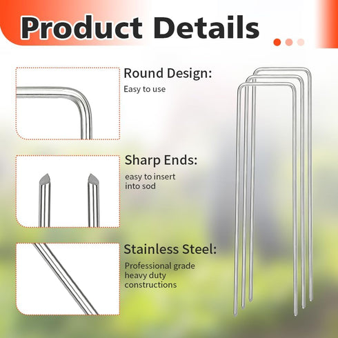 Landscape Staples, Galvanized Garden Stakes, U-Shaped Tent Stakes, 30 Pcs 6 Inch 11 Gauge Plant Cover Stakes, Anti-Rust Ground Sod Pins Yard Stake...