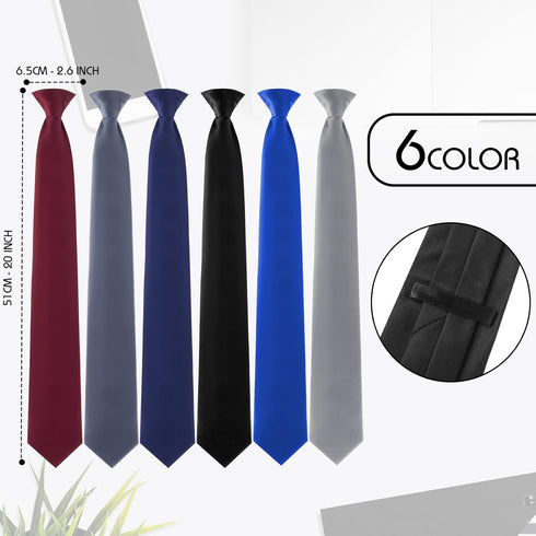 Haysandy 6 Pcs Clip on Ties for Men Solid Color Men's Tie Clip on Necktie 20 Inches Pretied Ties for Office School Uniforms...