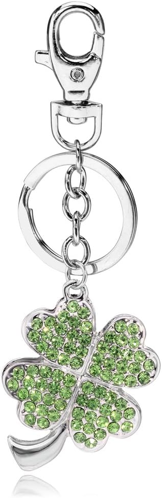 Liavy's Green Irish 4 Leaf Clover Charm Fashionable Keychain - Sparkling Crystal - Unique Gift and Souvenir...