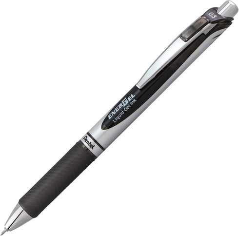 Pentel EnerGel RTX Retractable Liquid Gel Pen, 0.3 mm Needle Tip, Black Ink, Pack of 2...
