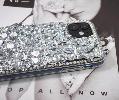 Compatible with iPhone 11 Bling Glitter Case,Luxury Shiny Diamond Crystal Rhinestone Sparkly Jewelled Gemstone 3D Handmade Clear Cover Case for iP...