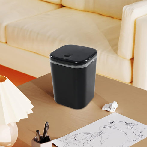 0.5 Gallon Tiny Countertop Trash Can, Mini Desktop Garbage Can with Push-Button, Black...