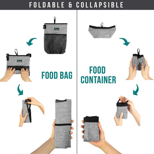 PetAmi Travel Dog Food Bag Pet Collapsible Dog Bowls Set, Dog Kibble Bag, Pet Food Water Bowls for Dogs Cats, Foldable Waterproof Dog Camping Bowl...