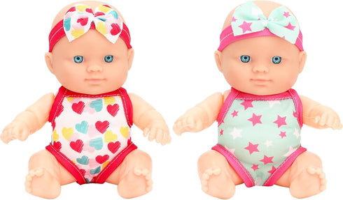 ONEST 2 Sets 8 Inch Dolls Cute Baby Dolls Include 2 Pieces Baby Mini Dolls, 2 Sets Handmade Doll Clothes...