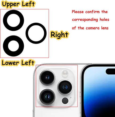 14 Pro Back Rear Camera Lens Glass Replacement for iPhone 14 Pro and iPhone 14 Pro Max Camera Glass Replacement with pre-Installed Adhesive and Re...