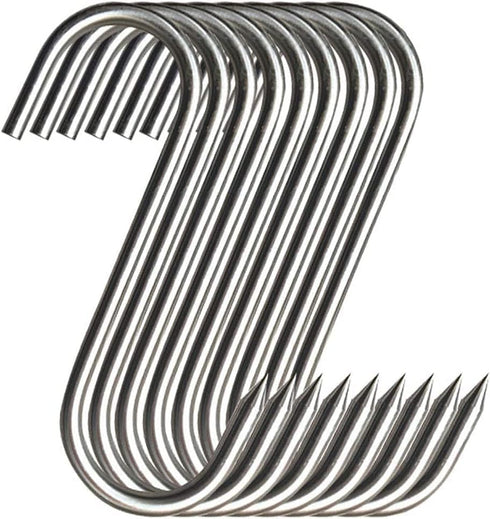 Stainless Steel Meat Hooks, 20Pcs, S-Shaped, Wall Mount, Heavy Duty, 15CM, for Kitchen, Smoking, Drying, Storage...