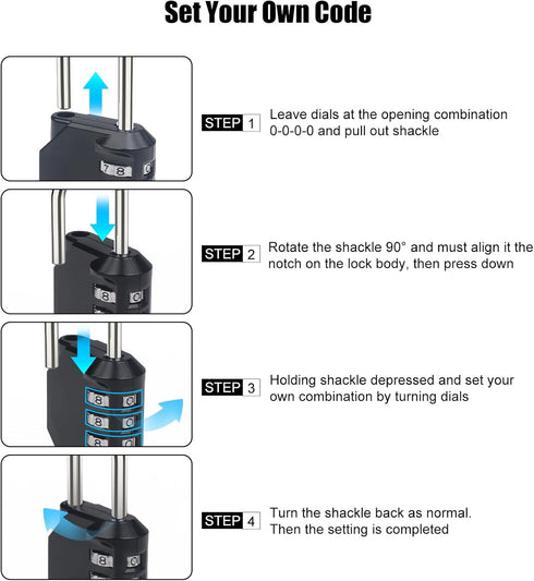 Combination Lock Waterproof 4 Digit Padlocks with Combination Code, Zinc Alloy Combination Lock for Door, Tool Boxes, Schools, Gym, Garden, Fences...