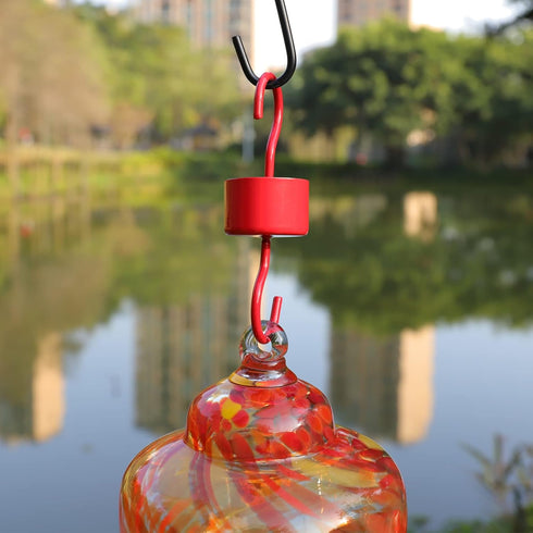 Metal Ant Moat for Hummingbird Feeders, Hummingbird feeders for Outdoors Hanging, Hummingbird Feeder Accessory 4 Hooks with 4 Brushes, Red...