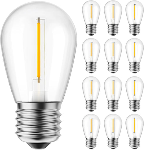 Minetom LED S14 Replacement Light Bulbs, 15 Pack Shatterproof Light Bulbs Equivalent to 11 W, E26 E27 Regular Medium Screw Base for Outdoor Home L...