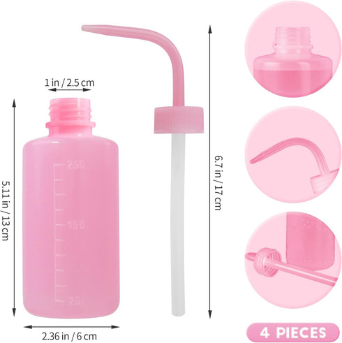4 Packs Wash Bottle Plastic Tattoo Wash Bottle Water Squirt Bottle Squeeze Diffuser Bottle Food Dispensers Salad Jam Bottle (Pink)...