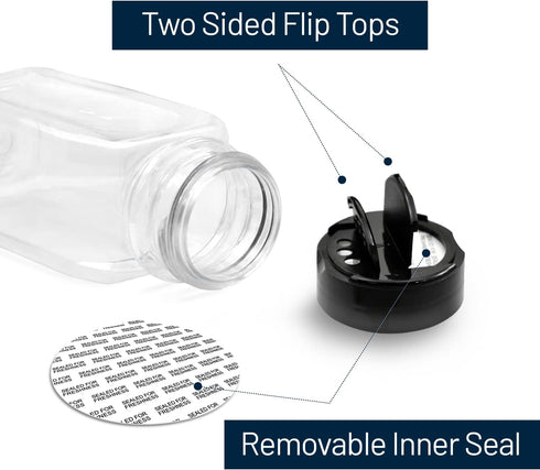 RoyalHouse - 6 Pack 14 Oz Plastic Spice Jars with Black Cap, Clear and Safe Plastic Bottle Containers with Shaker Lids for Storing Spice, Herbs an...