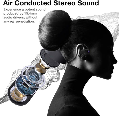 Purity Air Open Ear Headphones - True Air Conduction Wireless Bluetooth Open Ear Earbuds with Dual Mic for iPhone/Android - Secured Long Wearing C...