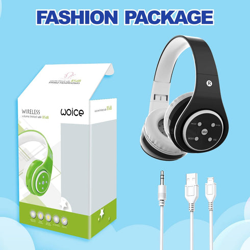 Kids Bluetooth Headphones 85db/110db Volume Limit Wireless/Wired Aux Port Foldable Noise Protection Over-Ear Build-in Mic Headphones for Kids Adul...
