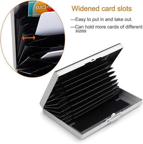 EASTNIGHTS RFID Credit Card Holder Protector Metal Credit Card Wallet Business Card Holder for Men Women Gift Box Package (Silver)...