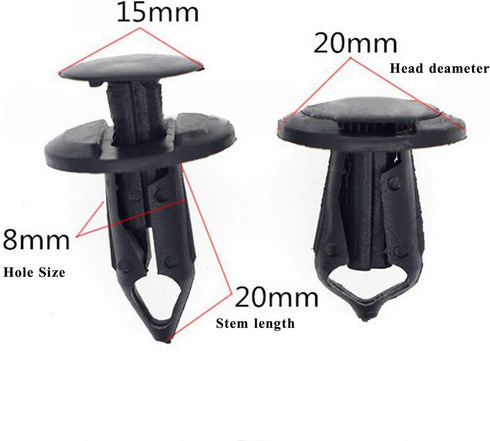 AHOMASH 8mm(5/16") Hole Plastic Rivets Fastener Push Clips for Car Auto Fender Bumper Body Panels, 120Pcs...