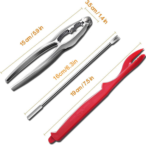 10PCS Crab Nut Crackers and Seafood Tools,Stainless Steel Lobster Crackers and Picks Set,Including 2 Lobster Crab Crackers, 4 Lobster Sheller Kniv...