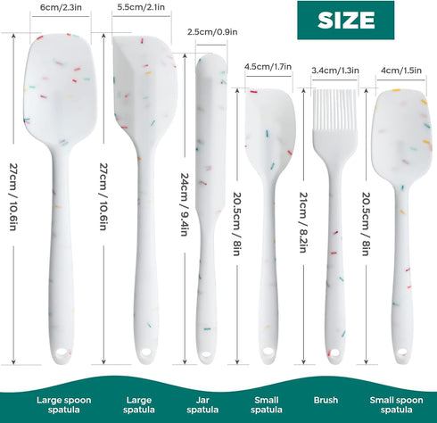 6 Piece Silicone Spatula Set - Heat Resistant Nonstick Spatulas Set with Stainless Steel Core, Food Grade Silicone Spatulas for Baking Cooking Mix...