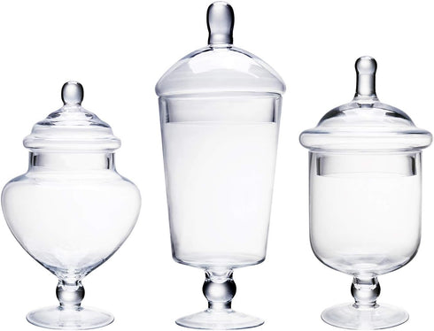 Glass Apothecary Jars with Lids for Candy Buffet - Apothecary Jars for Bathroom, Candy Bar, Kitchen, (Height: 9" Body: 5")...