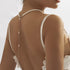 Boho Simple Bridal Back Jewelry Necklace Pearl Backdrop Choker Necklaces Party Wedding Prom Drop Pearls Necklace Body Chain Jewelry for Women Brid...