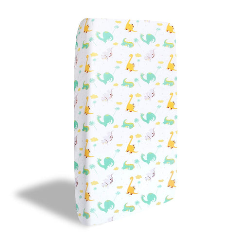 Dinosaur Crib Sheet for Boys Girls, Baby Crib Sheet Fit for Standard Crib and Toddler Mattress, Soft and Breathable Microfiber Crib Fitted Sheet f...
