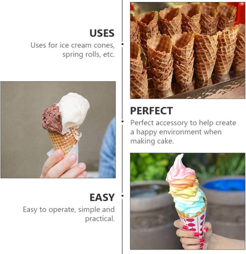 Hemoton Ice Cream Waffle Cone Roller Krumkake Cone Maker Wooden Pastry Waffle Cake Kitchen Baking Mold Tool...