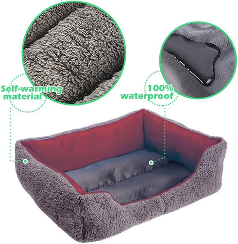 Barelove Pet Dog Bed, Washable Rectangular Pet Basket Bed , Durable and 100-Percent Waterproof and Fleece Lining Fit Most Pets (Small, Wine Red)...