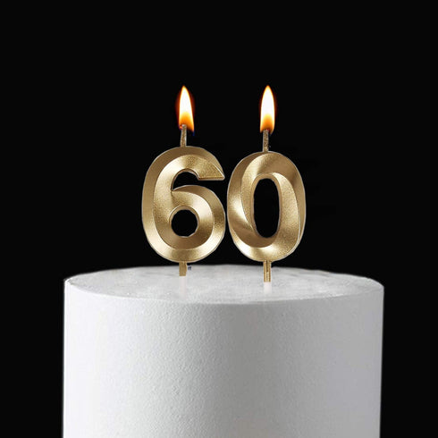 Bailym 60th Birthday Candles,Gold Number 60 Cake Topper for Birthday Decorations Party Decoration...