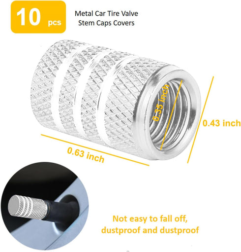 10 Pcs Tire Valve Stem Caps, Anodized Aluminum Tire Valve Cap Set, Corrosion Resistant Stem Covers Universal for Cars Trucks Motorcycles SUVs & Bi...