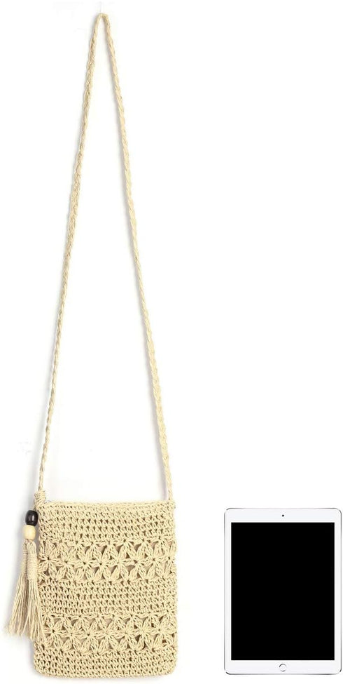CHIC DIARY Small Straw Crossbody Bag Women Weave Rattan Shoulder Bag Beach Shoulder Purse with Tassel...