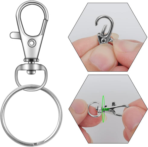 70PCS Swivel Snap Hooks with Key Rings, Metal Lobster Claw Clasp, Keychain Rings for Crafts 1.25inch/32mm...