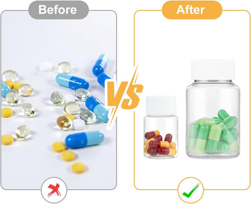 6 Pcs Clear Pill Bottle 30ml/80ml Plastic Medicine Containers Sample Jar with Caps Refillable Tablet Storage Holder Empty Reagent Chemical Organiz...