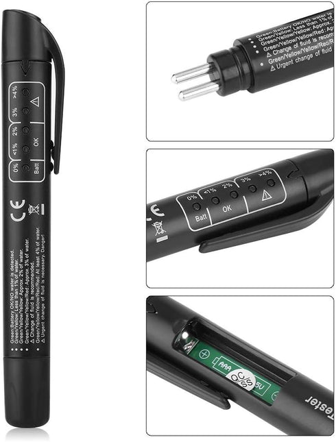 Brake Fluid Tester, Hydraulic Fluid Liquid Oil Analyzer with 5 LED Indicators Oil Quality Check Pen Auto Brake Diagnostic Testing Tool for DOT3 / ...