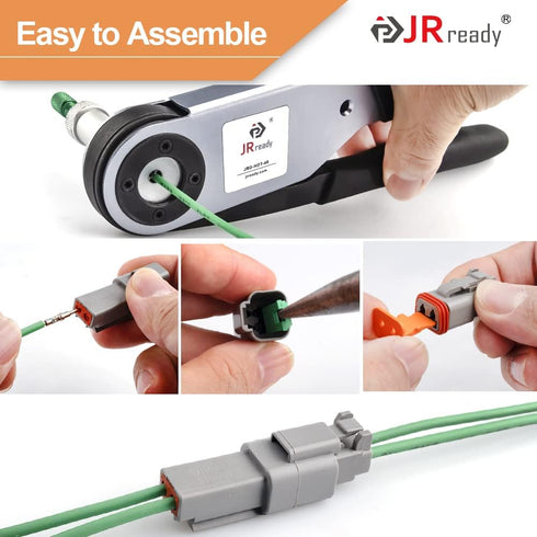 JRready ST6112 DT Connector 2 Pin Gray Waterproof Electrical Wire Connector DT04-2P DT06-2S with Deutsch Solid Contacts 14-20 AWG and Sealing Plug...