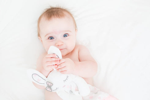 lulujo Lovey Blankets| Unisex Security Blanket & Toy| Softest Breathable Cotton Muslin| 15"x15"| Pink Bunny...