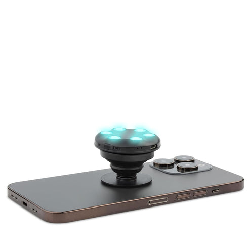 It's Just Smart Expandable Cell Phone Grip with LED Lights by ONQU, Universal and Collapsible BrightGrip with Rechargeable, App Controlled, Sound ...