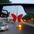 Car Mirror Hanging Accessories with Crystal Butterfly Design Bless Your Drive with Prosperity for Safe Wealthy & Happy Travels (Red)...