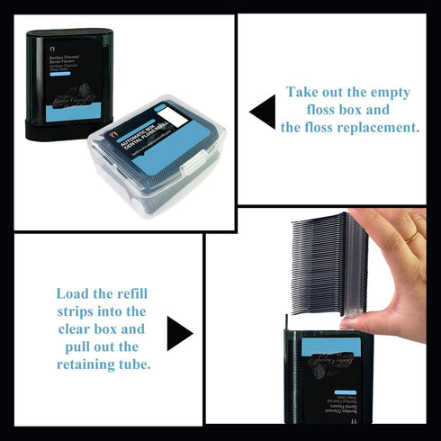 Black Floss Stick, Black Travel Case Floss, 200 Odorless Floss Floss, Toothpick Floss for Oral Cleaning, Oral Care Floss for Adults and Children (...