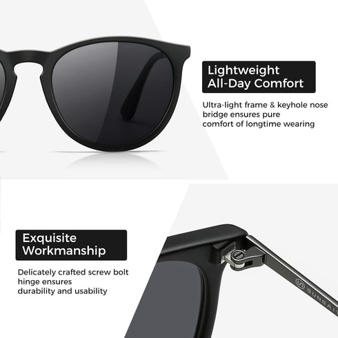 SUNGAIT Premium Vintage Round Sunglasses for Women Men Classic Retro Trendy Style...