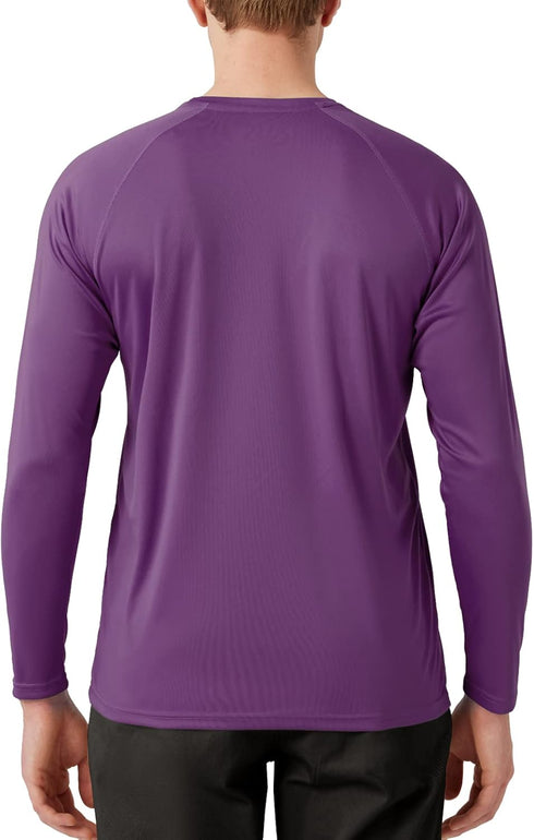 Men's UPF 50+ Rash Guard Swim Shirt Long Sleeve Moisture Wicking Quick Dry Lightweight Wrinkle-resistant Fishing Running, Berry Conserve, Small...