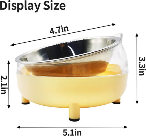2Pcs Stainless Steel Dog Bowl 15° Slanted Elevated Bulldog Feeder Non-Slip Detachable Stainless Steel Cat Food Dish for Protecting Spine (Yellow)...