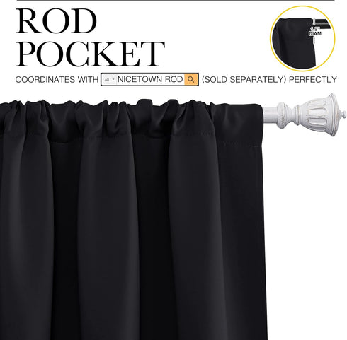 NICETOWN Halloween Black Out Curtain Panels for Kitchen - Energy Smart Decoration Thermal Insulating Blackout Drapes/Draperies for Small Window (2...