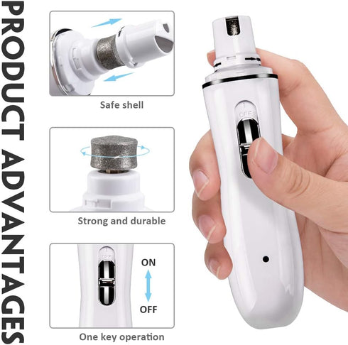 Electric Dog Nail Grinder, 2-Speed Electric Rechargeable Pet Nail Trimmer Paws Grooming & Grinding Tool for Small Medium Large Dog & Cats, Include...