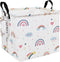 FANKANG Square Nursery Hamper Storage Bins Canvas Laundry Basket Foldable with Waterproof PE Coating Storage Baskets Gift Baskets for Children, Of...
