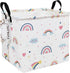 FANKANG Square Nursery Hamper Storage Bins Canvas Laundry Basket Foldable with Waterproof PE Coating Storage Baskets Gift Baskets for Children, Of...